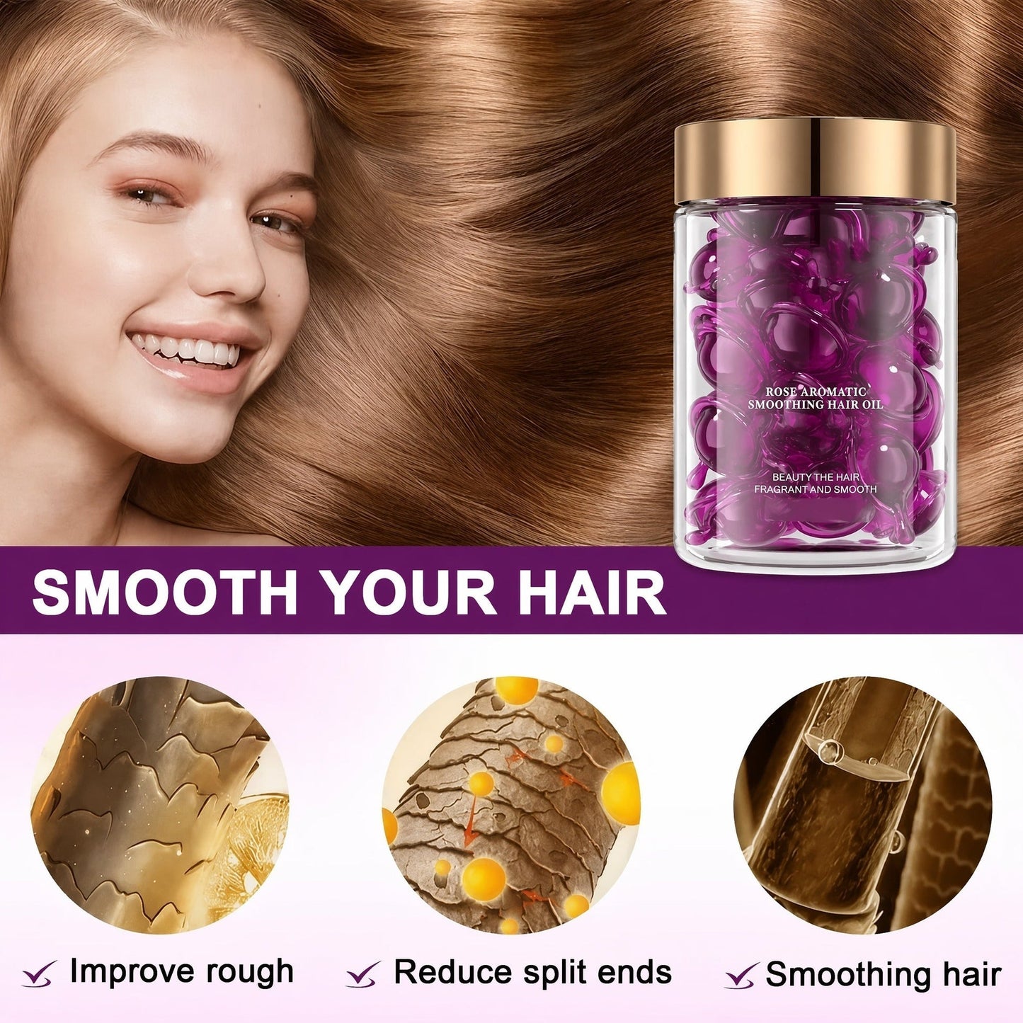 🔥Hair Vitamin Oil Capsules💎Argan & Rosehip Frizz Taming • Instant Shine • Travel-Friendly & Non-Greasy | All Hair Types