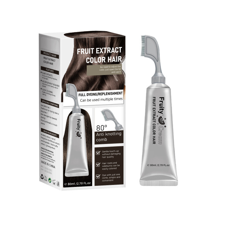 Fruit Extract Hair Dye Comb / Hair Dye Cream — Portable Home Use, Gentle Plant-Based Hair Dye for Full Hair Coloring, Reusable No Mix Hair Color