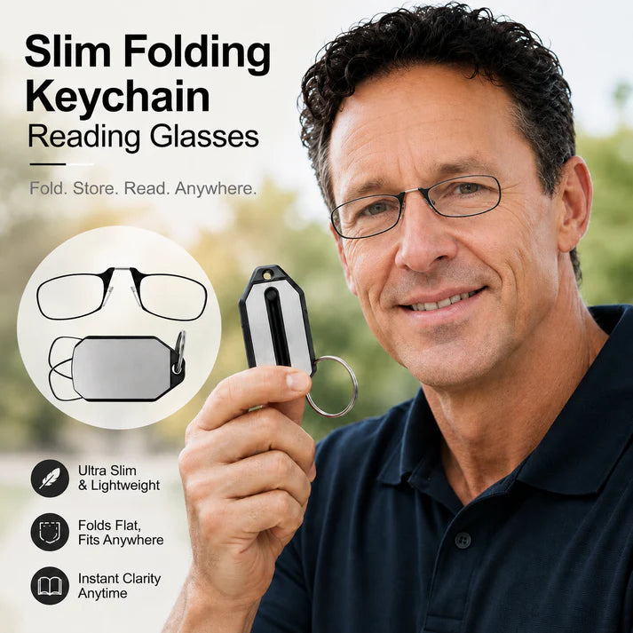 Slim Folding Keychain Reading Glasses - Clips Anywhere, Reads Anytime