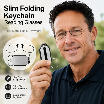 Slim Folding Keychain Reading Glasses - Clips Anywhere, Reads Anytime