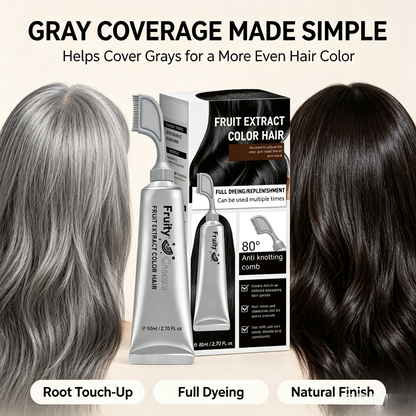Fruit Extract Hair Dye Comb / Hair Dye Cream — Portable Home Use, Gentle Plant-Based Hair Dye for Full Hair Coloring, Reusable No Mix Hair Color