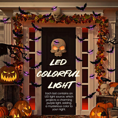 🦇Halloween LED Flying Bat Decorations - Glowing 3D Bat Wall Decor for Porch,Window, Door, Garage &Party Backdrop