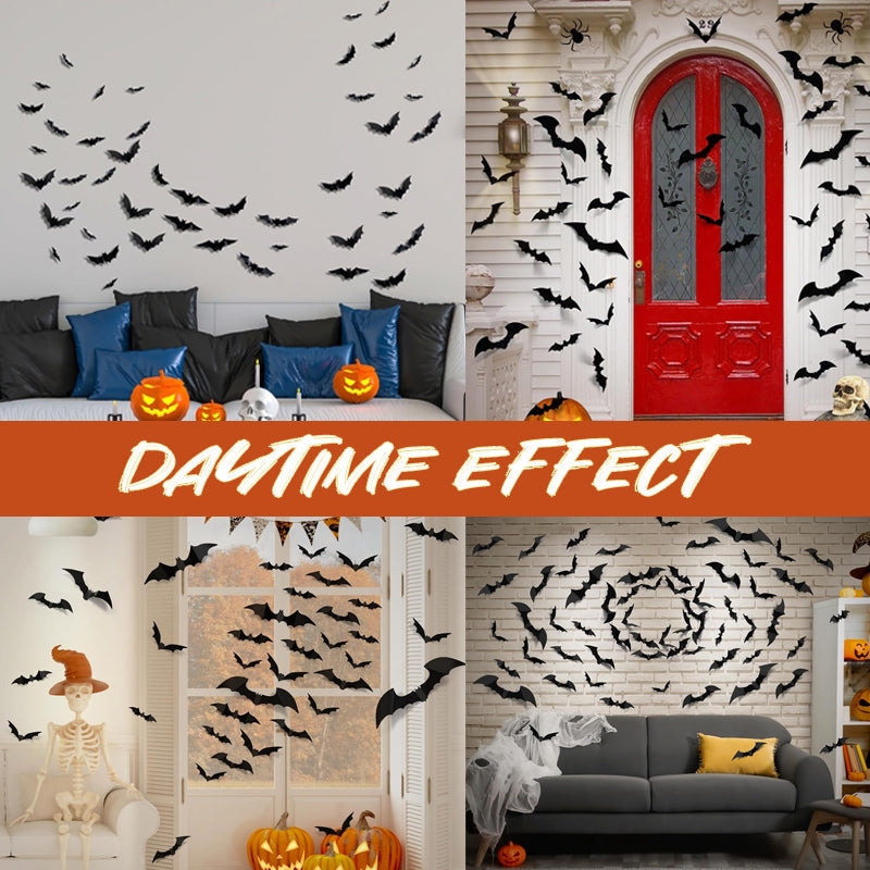 🦇Halloween LED Flying Bat Decorations - Glowing 3D Bat Wall Decor for Porch,Window, Door, Garage &Party Backdrop