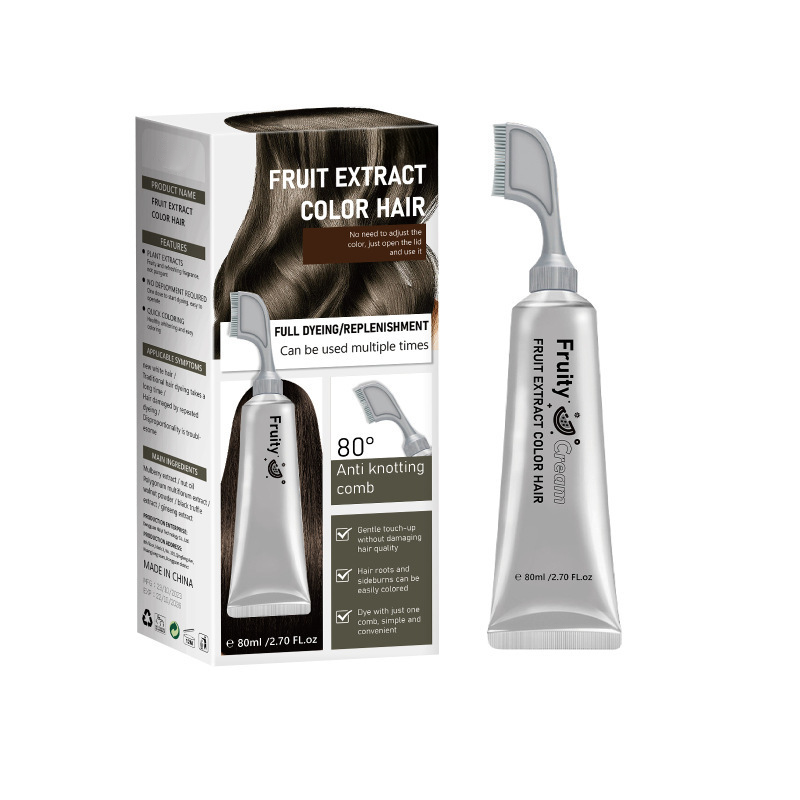 Fruit Extract Hair Dye Comb / Hair Dye Cream — Portable Home Use, Gentle Plant-Based Hair Dye for Full Hair Coloring, Reusable No Mix Hair Color