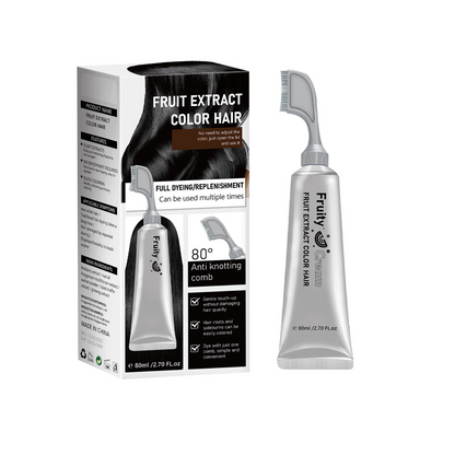 Fruit Extract Hair Dye Comb / Hair Dye Cream — Portable Home Use, Gentle Plant-Based Hair Dye for Full Hair Coloring, Reusable No Mix Hair Color