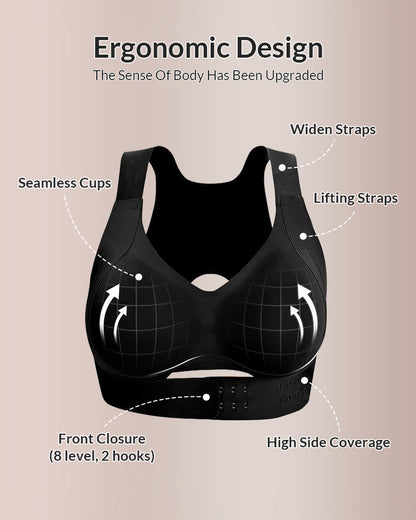 ⏳👍✨Cross Back Front Closure Wireless Posture Support Bra– All-Day Comfort, Breathable & Summer-Ready 💕