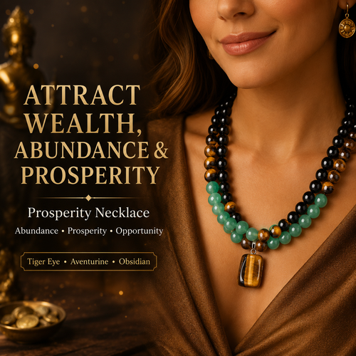 Money Attraction Necklace With GreenAventurine & Tiger Eye Pendant Healing Crystal Stone