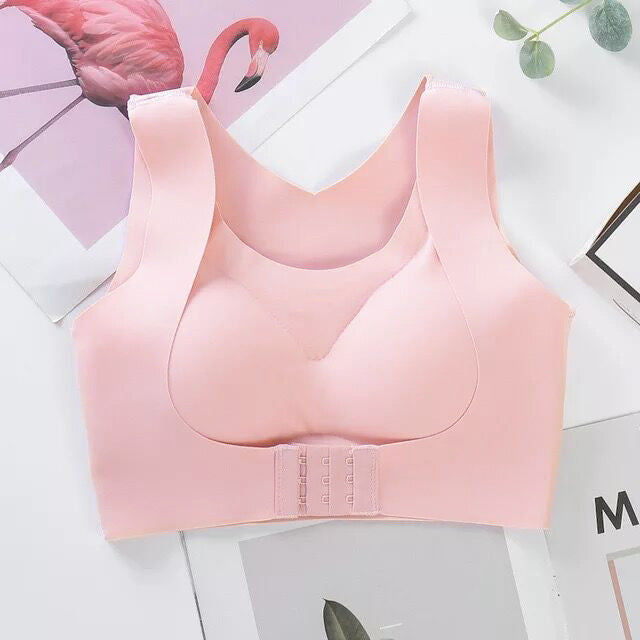 ⏳👍✨Cross Back Front Closure Wireless Posture Support Bra– All-Day Comfort, Breathable & Summer-Ready 💕