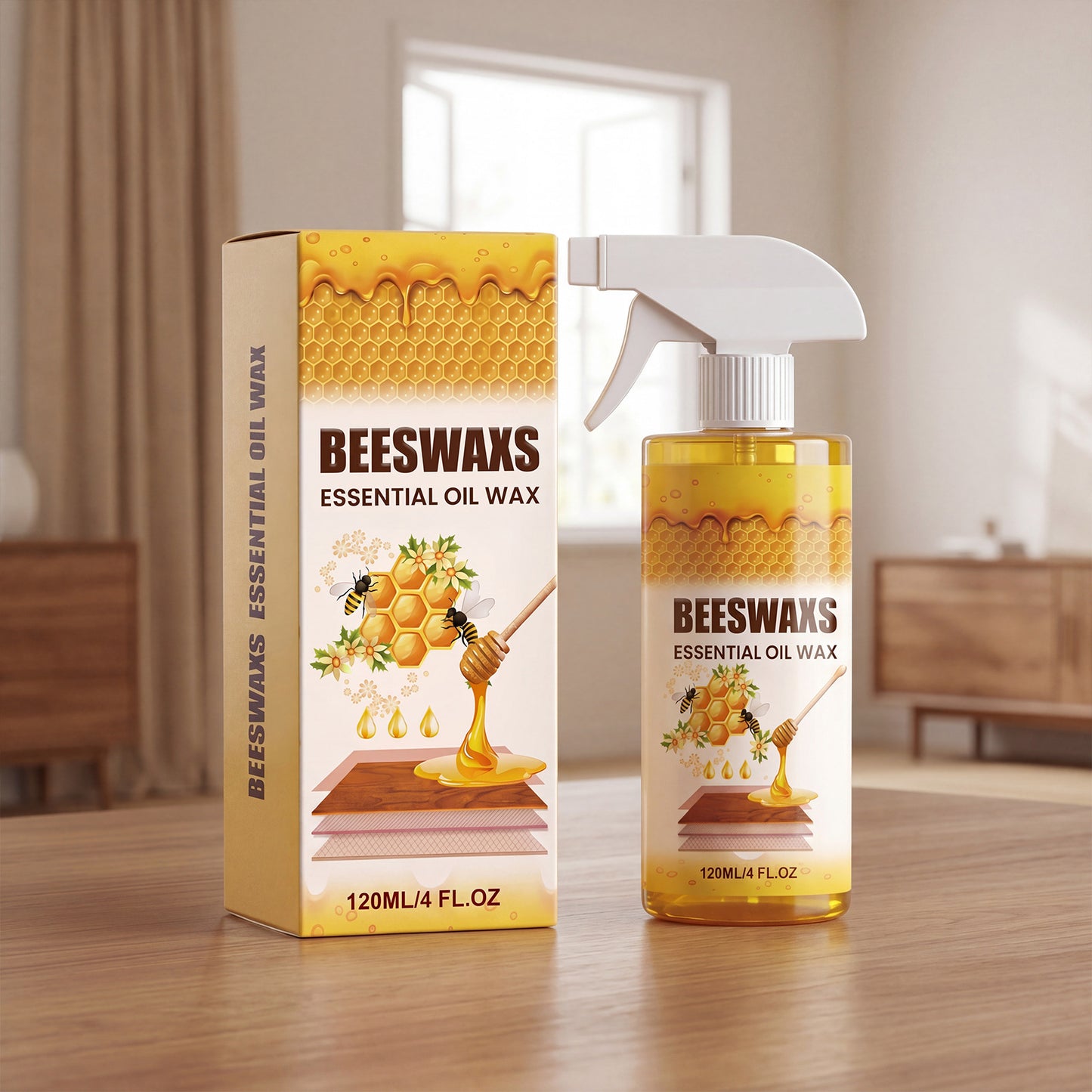 Wooden Furniture Care Spray: Natural Beeswax and Plant Oils for Deep Nourishment, Scratch Repair, Moisture Protection, and Crack Prevention