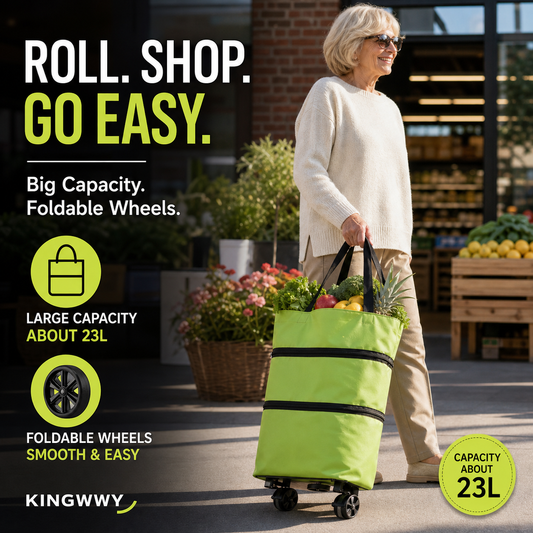 2-in-1 Foldable Shopping Cart-Portable Lightweight Grocery Trolley
