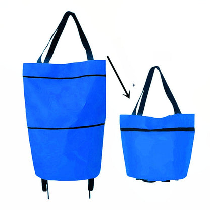 2-in-1 Foldable Shopping Cart-Portable Lightweight Grocery Trolley